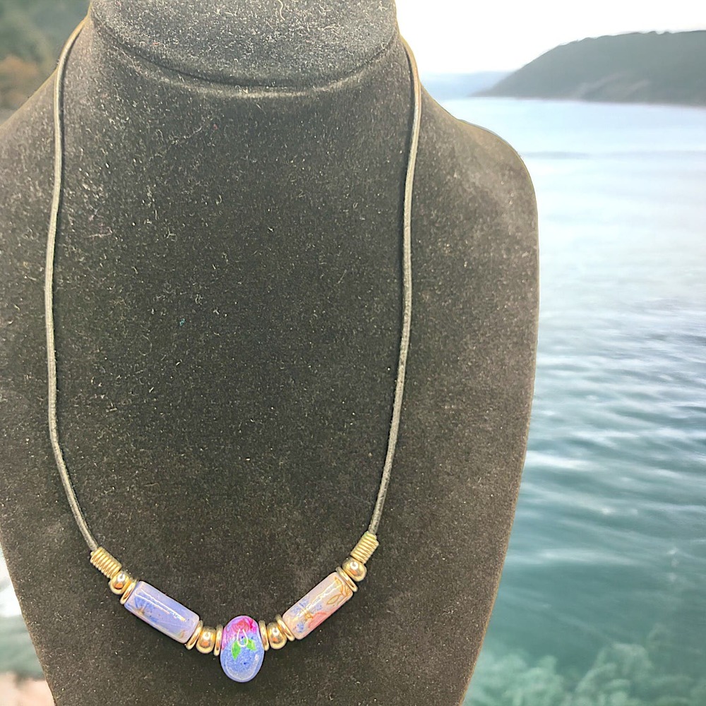 Lavender Bead Cord 17.75 Inch Necklace!
